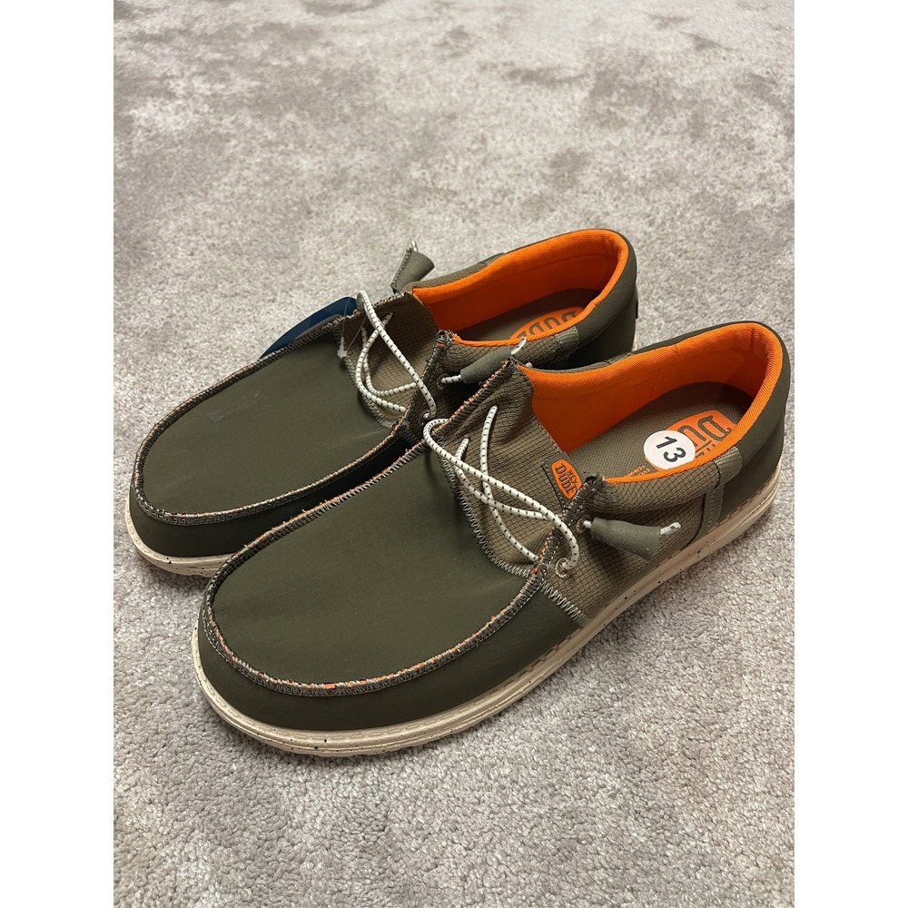Hey Dude Men's Wally Tri Nylon Trailhead Shoes Olive Orange Size 13